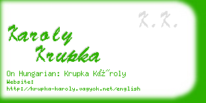 karoly krupka business card